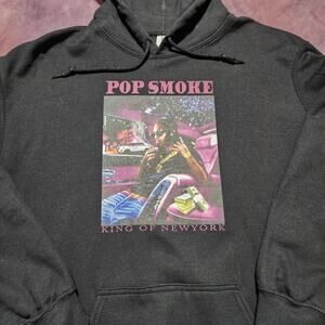 Pop Smoke King Of New York Black Pullover Hoodie Gildan Size L Rap Hip Hop